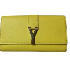 Vintage Saint Laurent Paris Y-LINE Yellow Clutch 💛 | Stylish Handbag | Pre-Owned